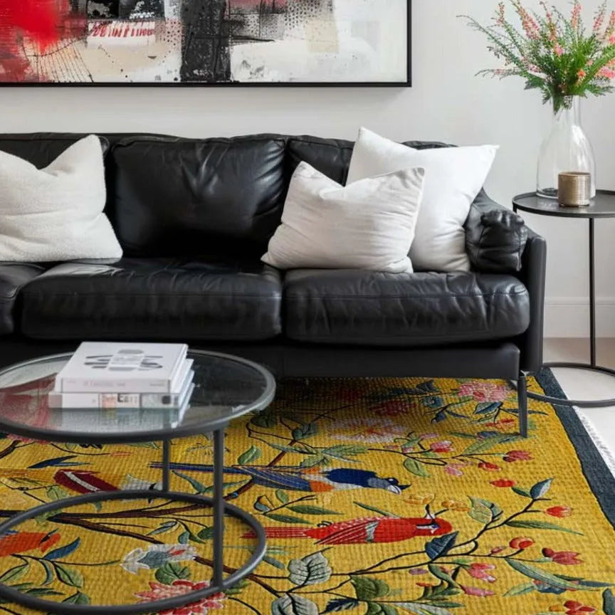 Floral Flock Harmony Viscose Tufted Rug