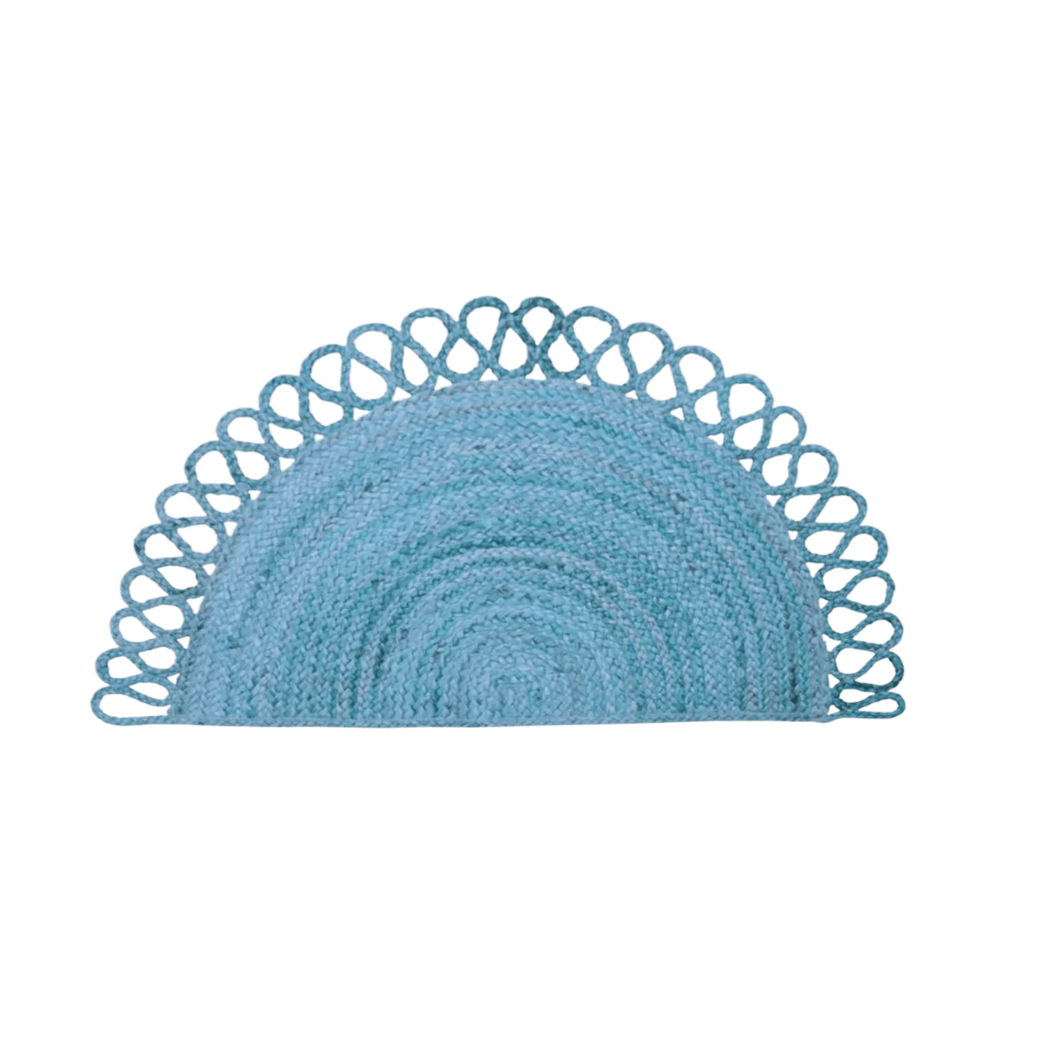 Folding Border Half Circle Accent Jute Rug - Blue