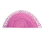 Folding Border Half Circle Accent Jute Rug -Pink