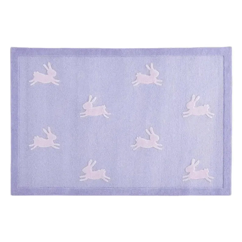 For the Love of Rabbits Hand Tufted Wool Rug - Purple