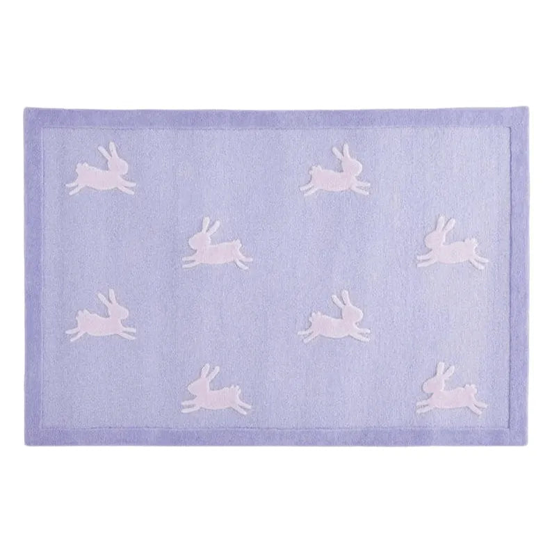 For the Love of Rabbits Hand Tufted Wool Rug - Purple