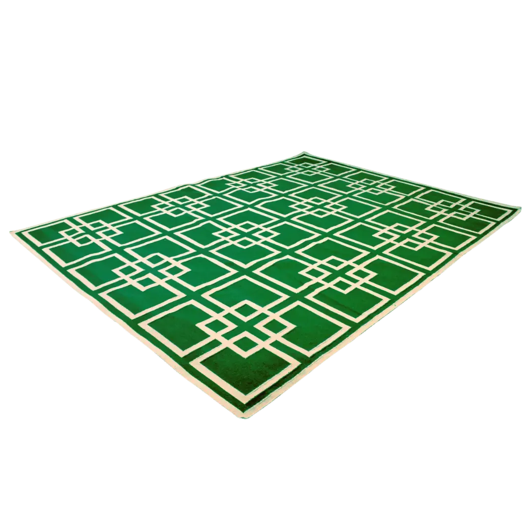 Gatsby's Garden Dhurrie Cotton Rug - Green