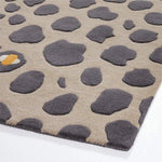 Gold and Gray Leopard Spots Hand Tufted Wool Rug