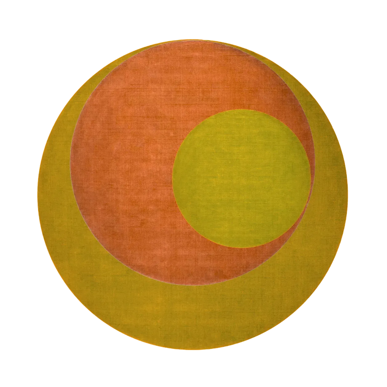 Golden Orange Geometry Round Hand Knotted Wool Rug