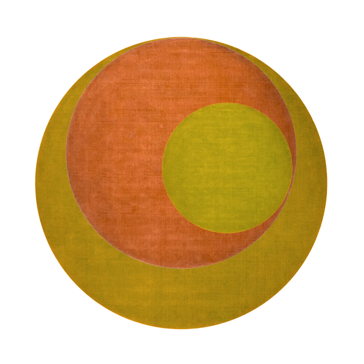 Golden Orange Geometry Round Hand Knotted Wool Rug