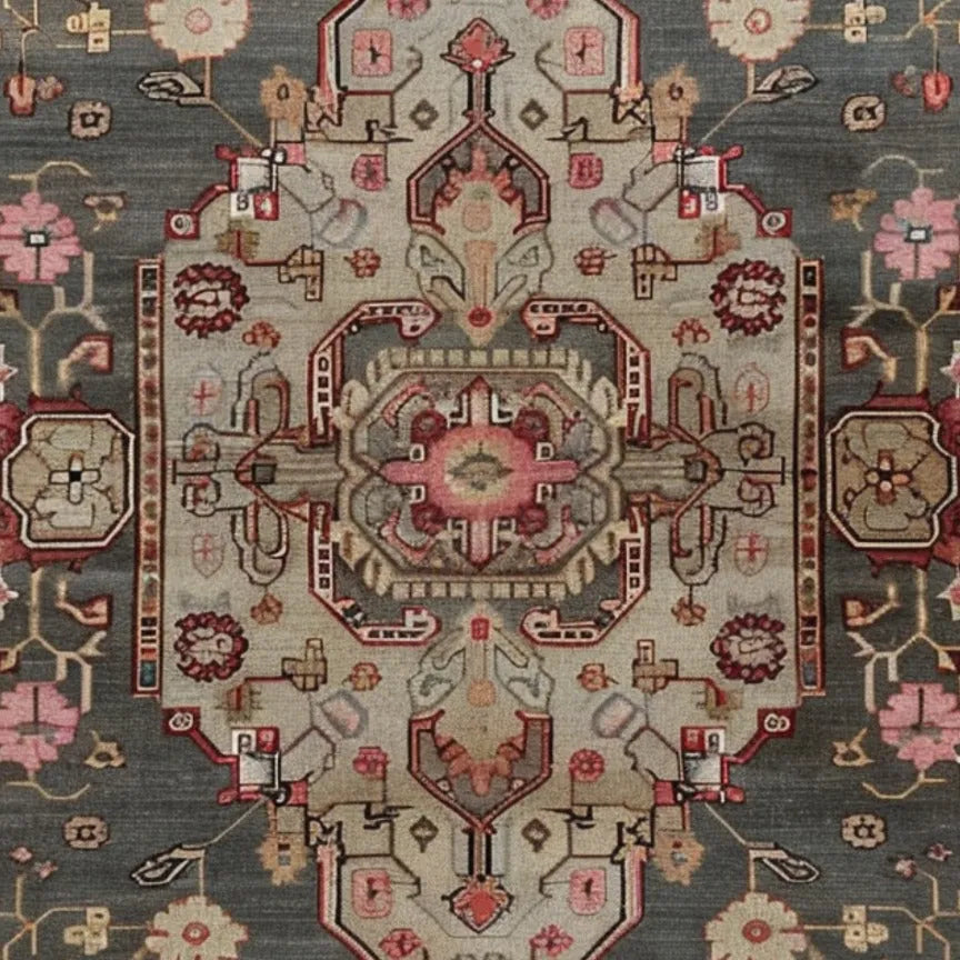 Gray Medallion Elegance Hand Knotted Area Rug