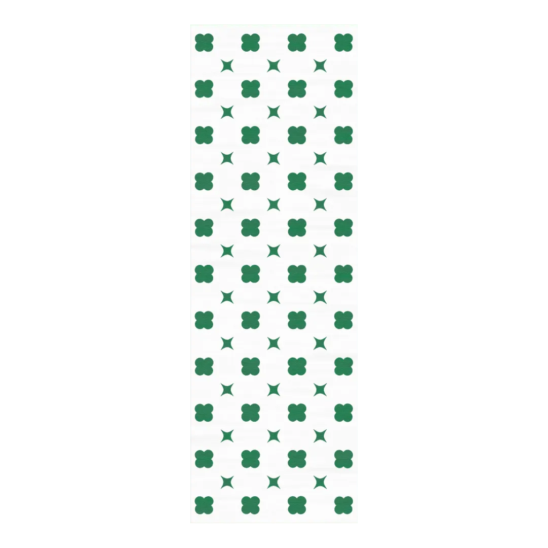 Green Clovers Hand Tufted Rug - White