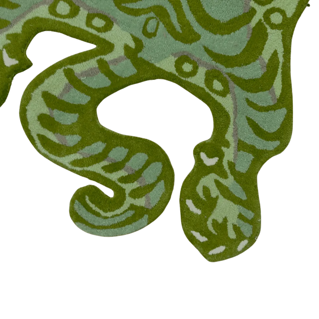 Green Tibetan Tiger Accent Wool Rug