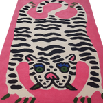 Hand Tufted Pink Tiger Wool Area Rug