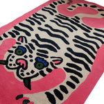 Hand Tufted Pink Tiger Wool Area Rug