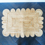 Handmade Mini Scalloped Jute Rug - Natural Color