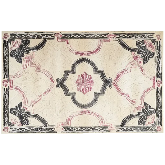 Ivory Bloom Border Hand Tufted Rug - MAIA HOMES