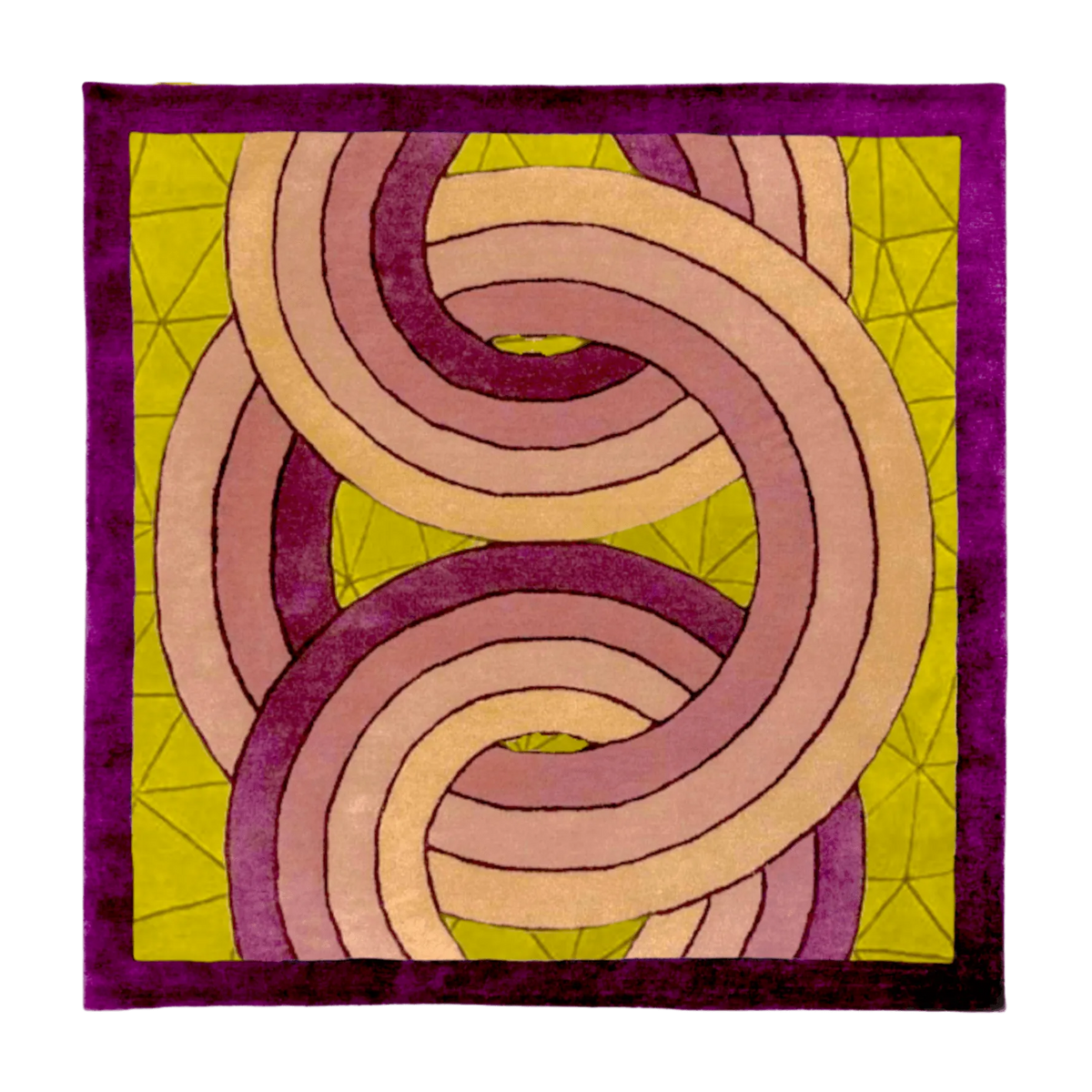 Maia Knotted Circles on Square Hand Tufted Wool Rug - Purple/Cream