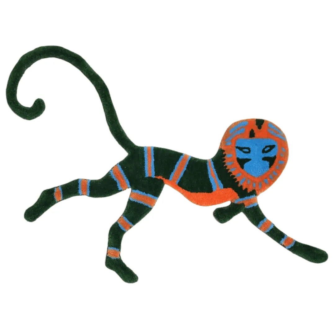 Leaping Monkey Hanuman Accent Wool Rug