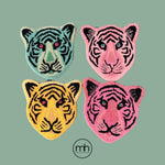 Light Pink Tiger Face Hand-Tufted Wool Accent Rug