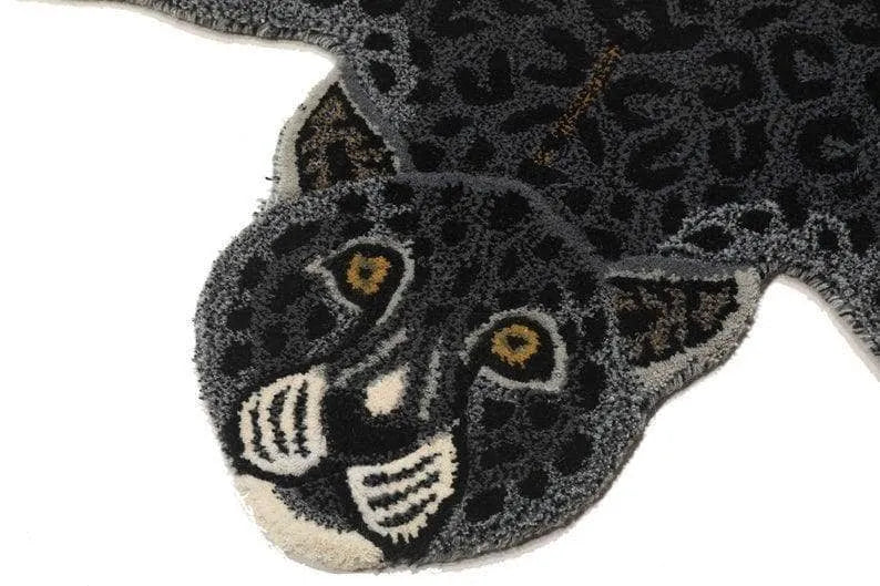 Little Black Leopard Hand Tufted Wool Rug