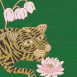 Lotus and Indian Tiger Hand Tufted Wool Rug - Green