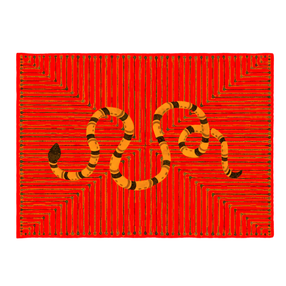 Magic Snake Animal Red Hand Tufted Wool Rug