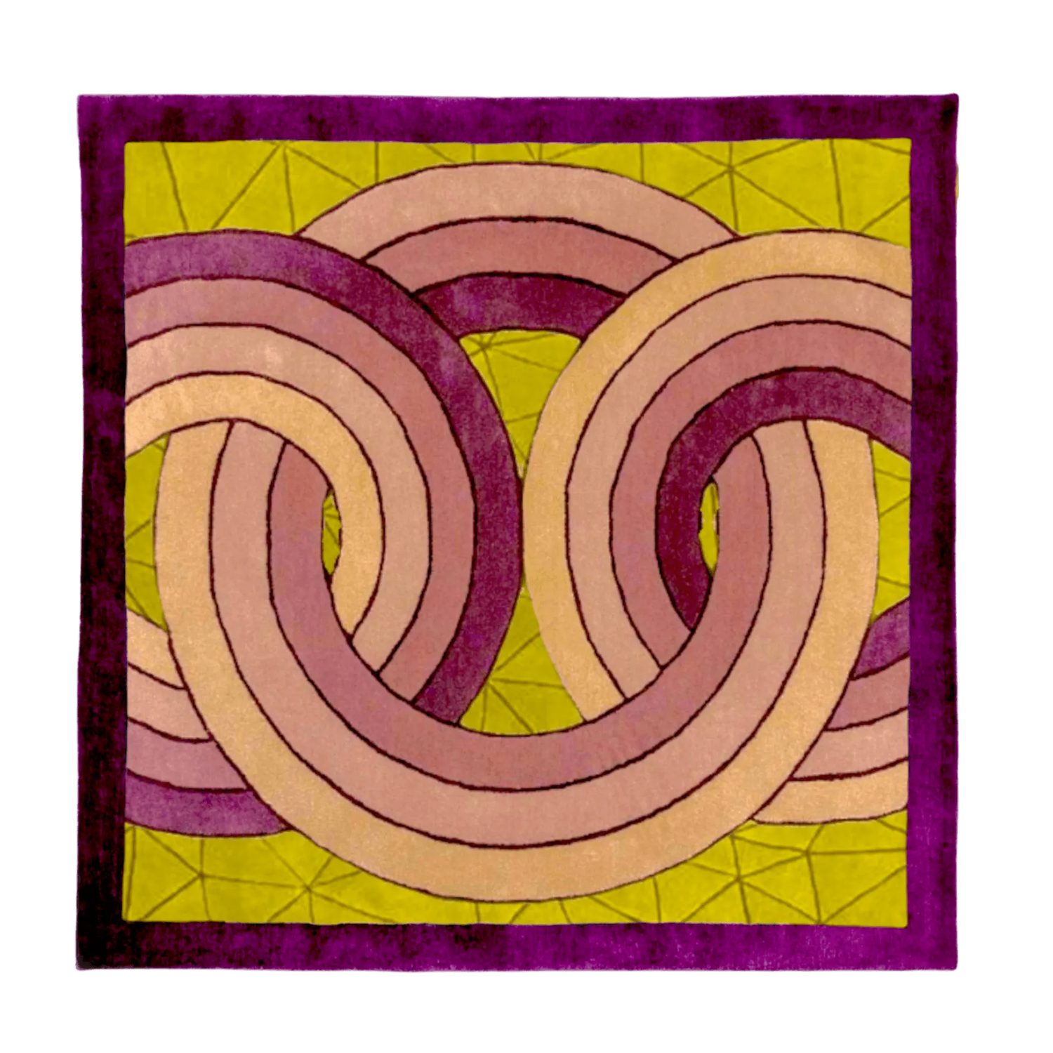 Maia Knotted Circles on Square Hand Tufted Wool Rug - Purple/Cream