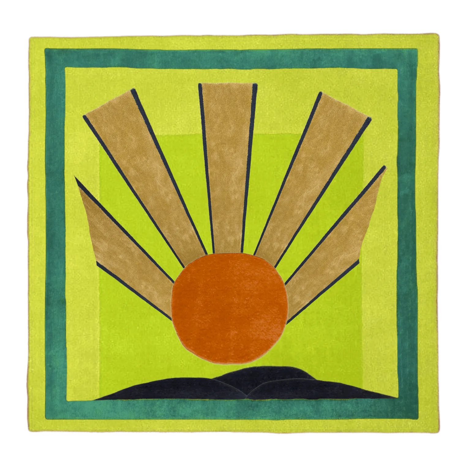 Maia Sunrise Art Deco Square Hand Tufted Wool Rug