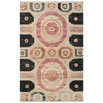 The "Mirage Medallion Hand Tufted Rug" is a captivating blend of traditional and modern artistry. Featuring soft blush pinks, earthy browns, and bold black tones, this rug adds a touch of elegance to any space. Its hand-tufted construction ensures durability and a plush feel underfoot, making it both a stylish and practical addition to your home. 
