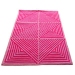 Contemporary Hot Pink Geometric Hand Tufted Wool Rug