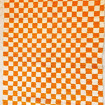 Moroccan Berber Handwoven Checker Wool Area Rug - Orange and White