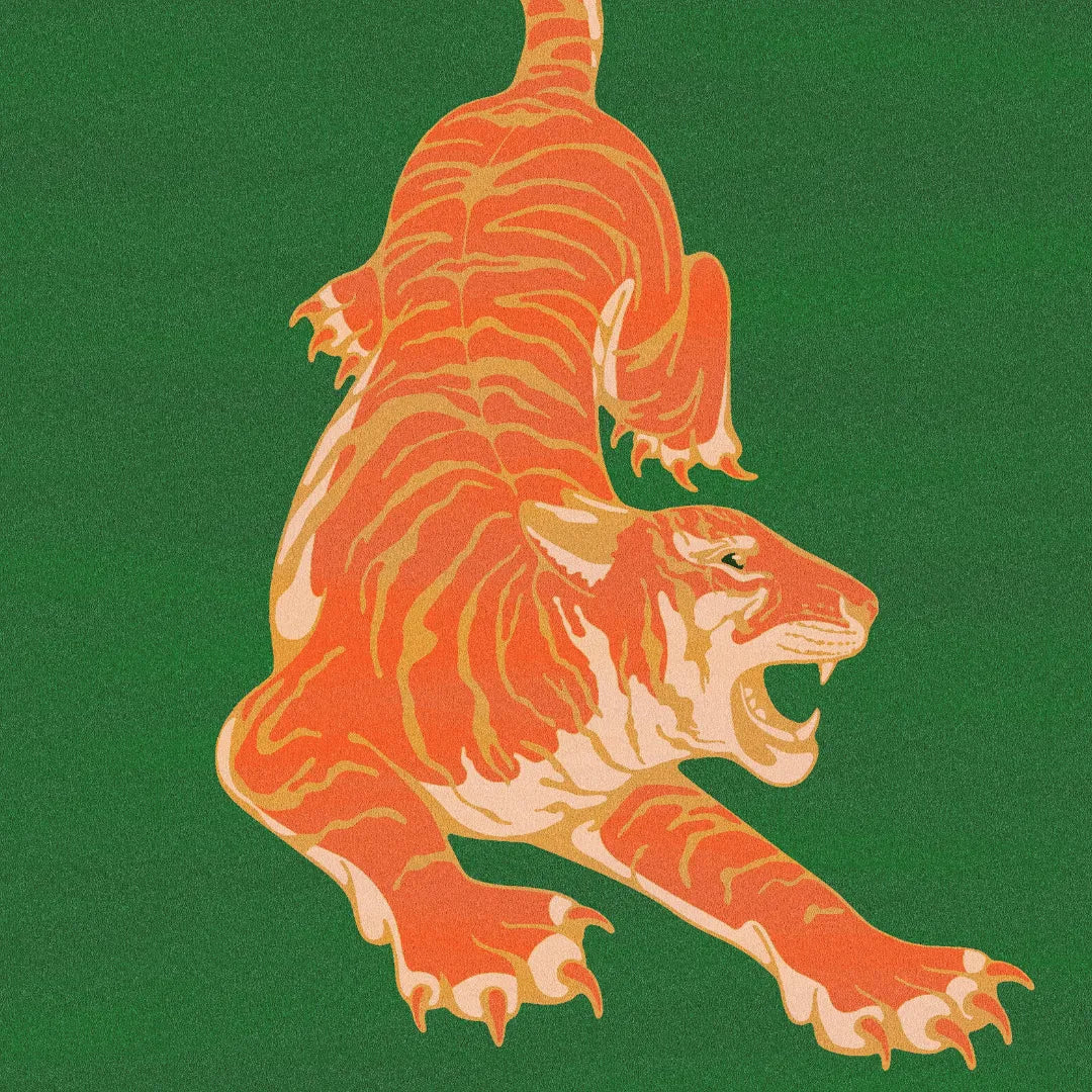 Orange Tiger Dark Green Hand Tufted Rug