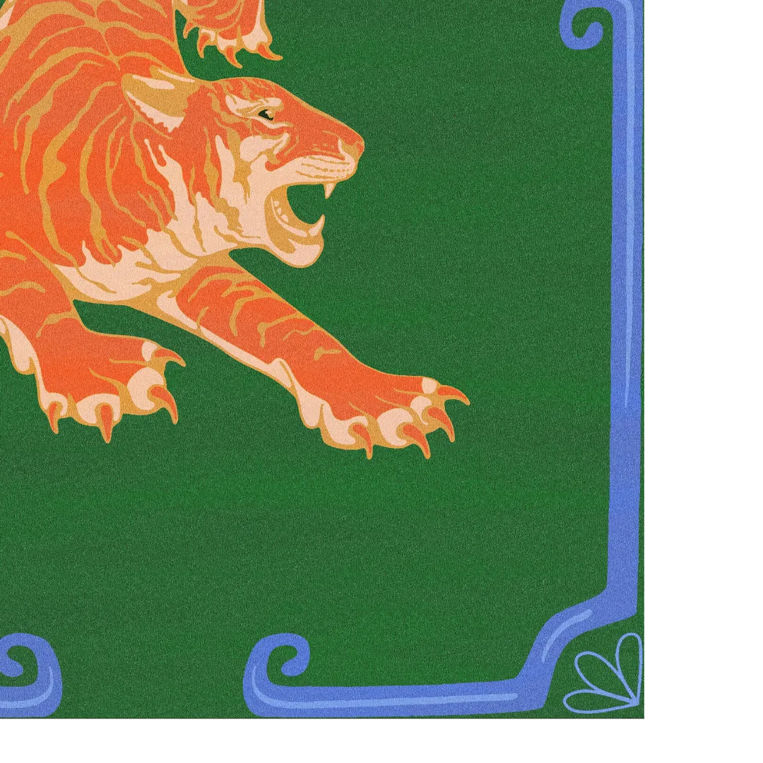 Orange Tiger Dark Green Hand Tufted Rug