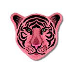 Pink Tiger Face Hand-Tufted Wool Accent Rug