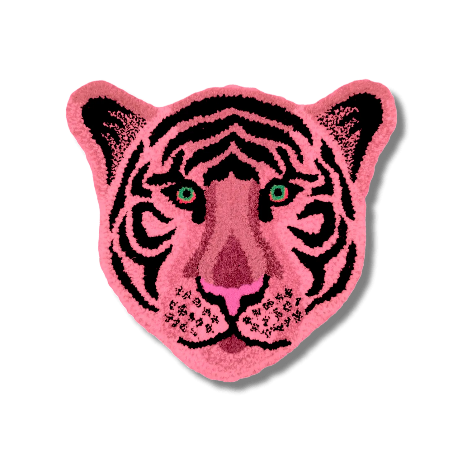 Pink Tiger Face Hand-Tufted Wool Accent Rug