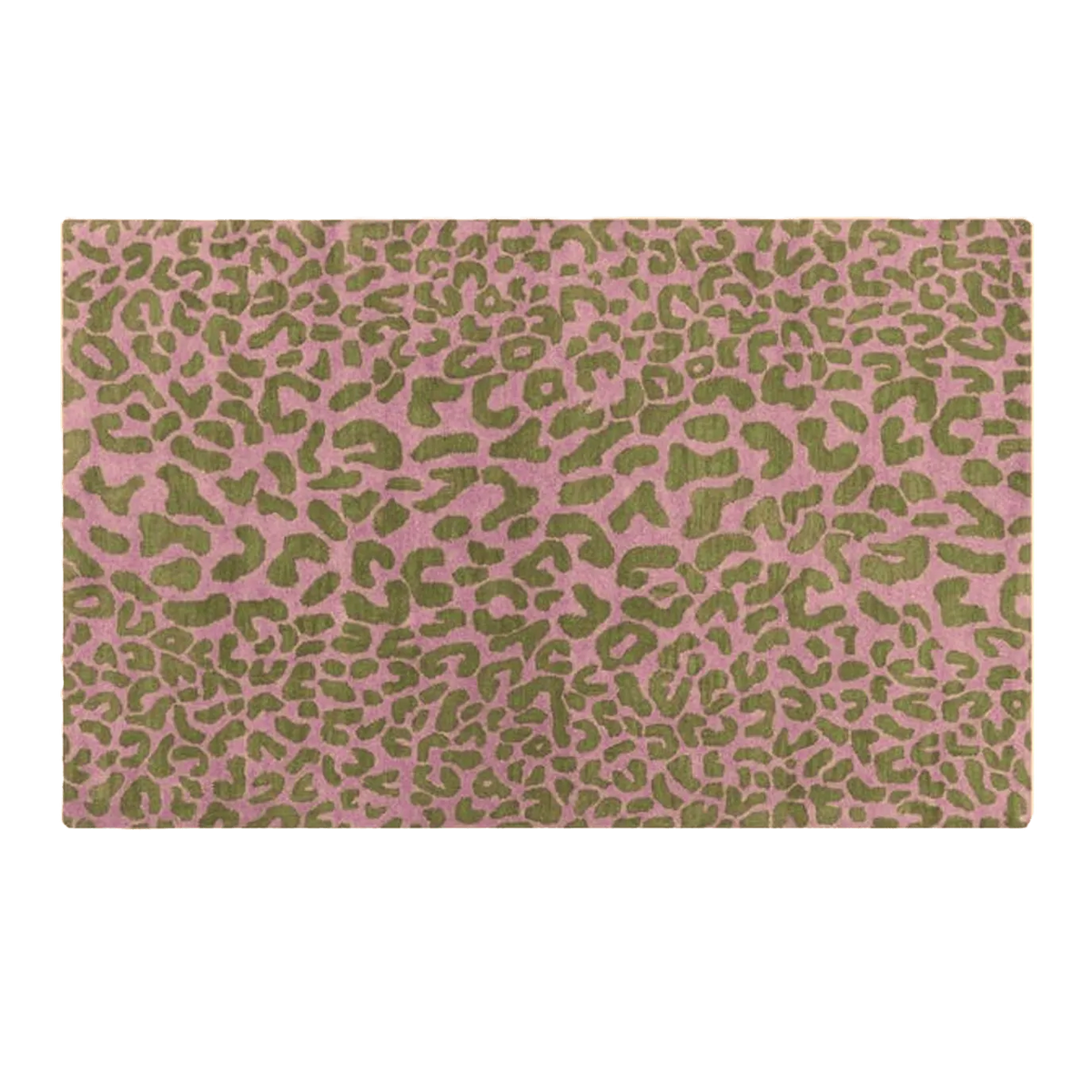 Pink and Gold Leopard Print Hand Tufted Wool Rug