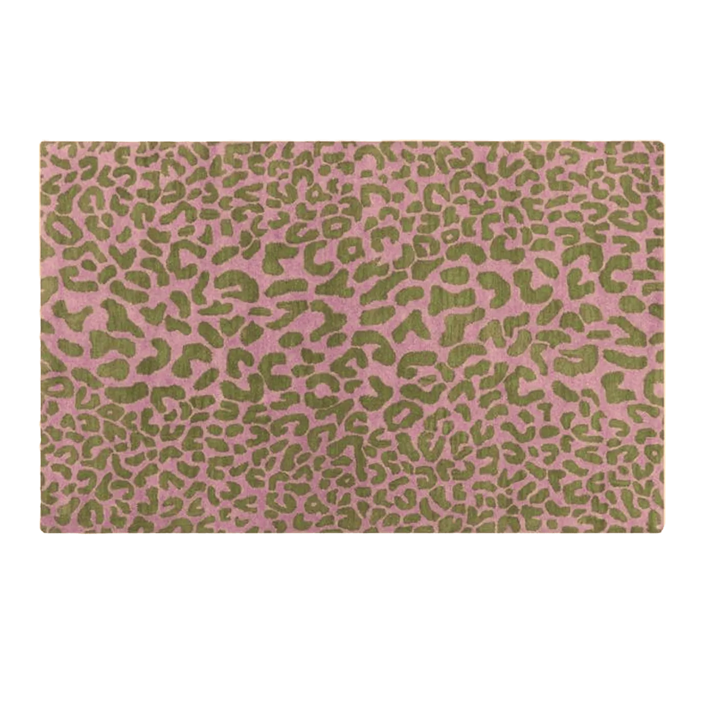 Pink and Gold Leopard Print Hand Tufted Wool Rug