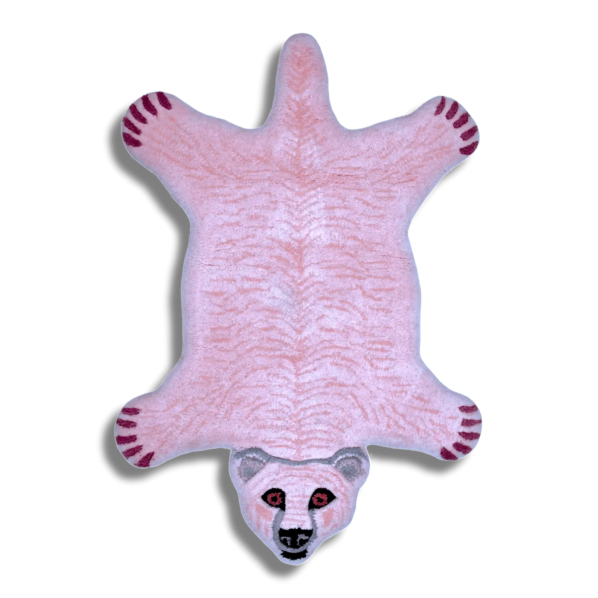 Polar Bear Shaped Tufted Wool Rug - Pink