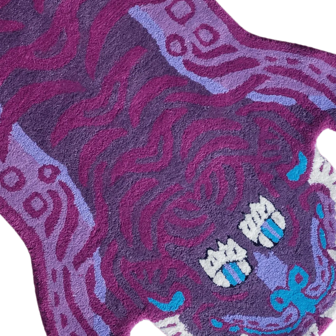 Purple Tibetan Tiger Accent Hand Tufted Wool Rug