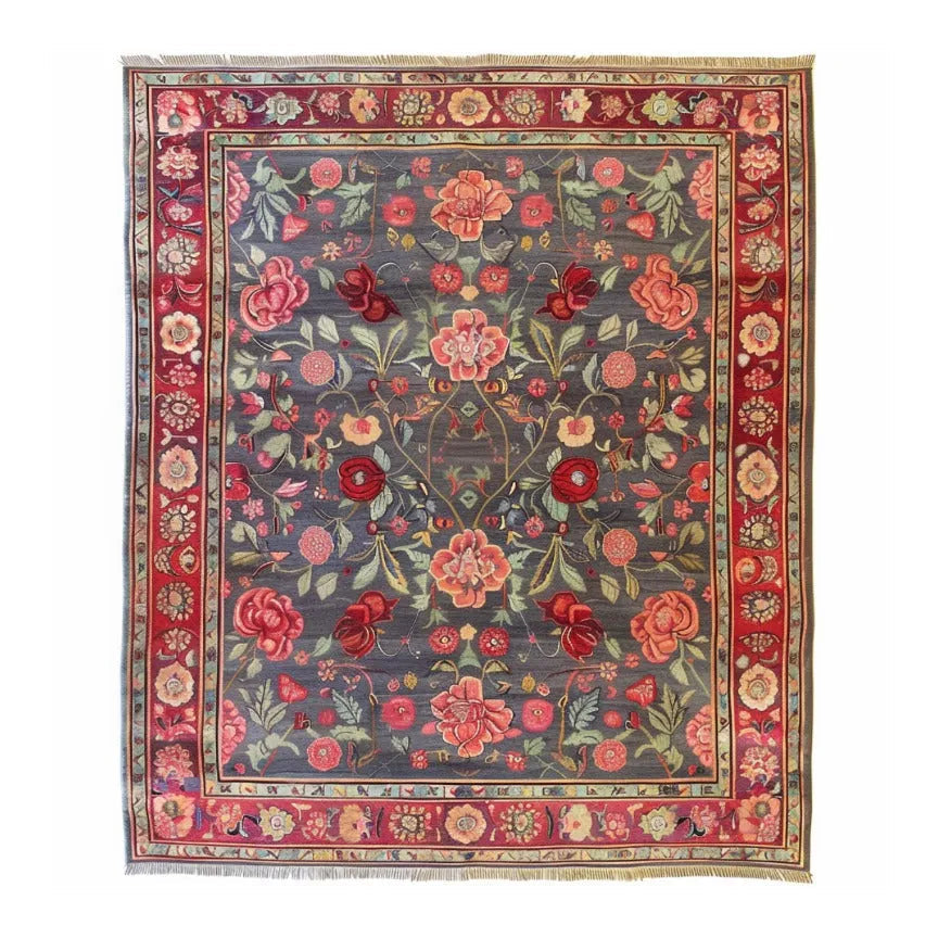 Roses and Lilies Hand Knotted Area Rug