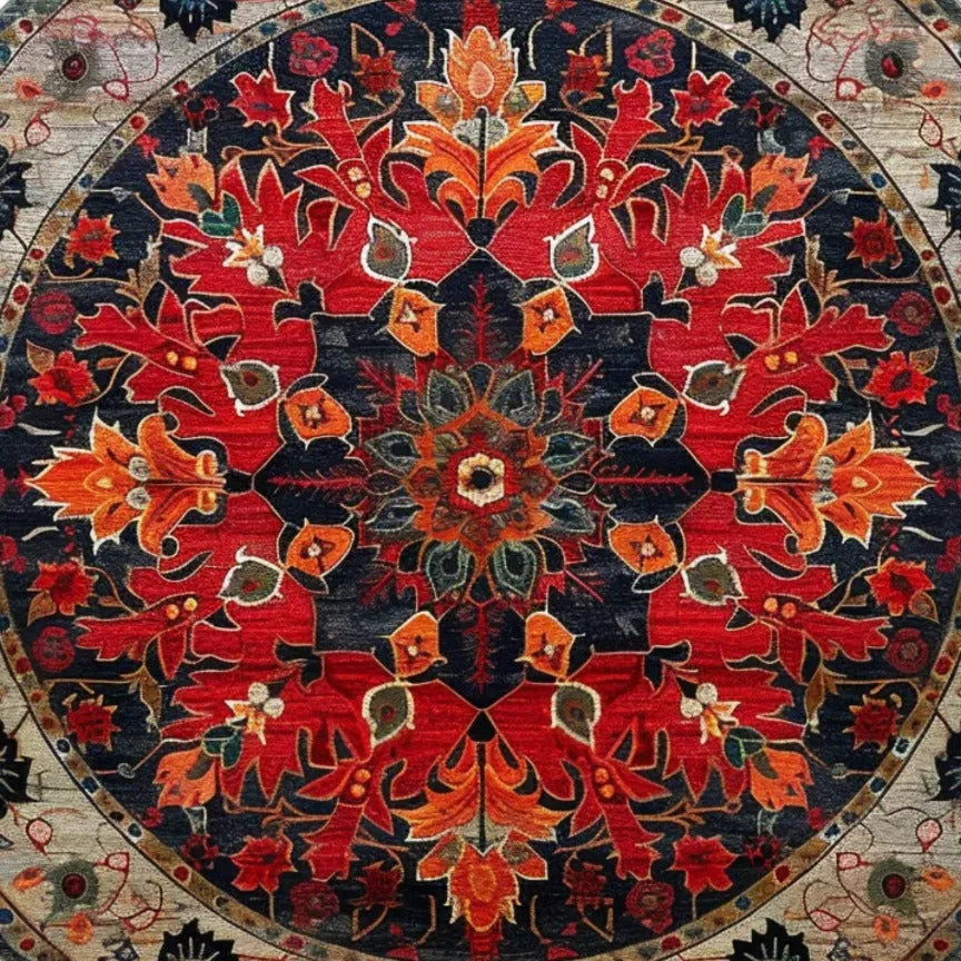 Round Medallion Charm Hard Knotted Round Rug