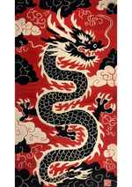 Scarlet Shadow Dragon Hand Tufted Rug