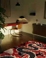 Scarlet Shadow Dragon Hand Tufted Rug