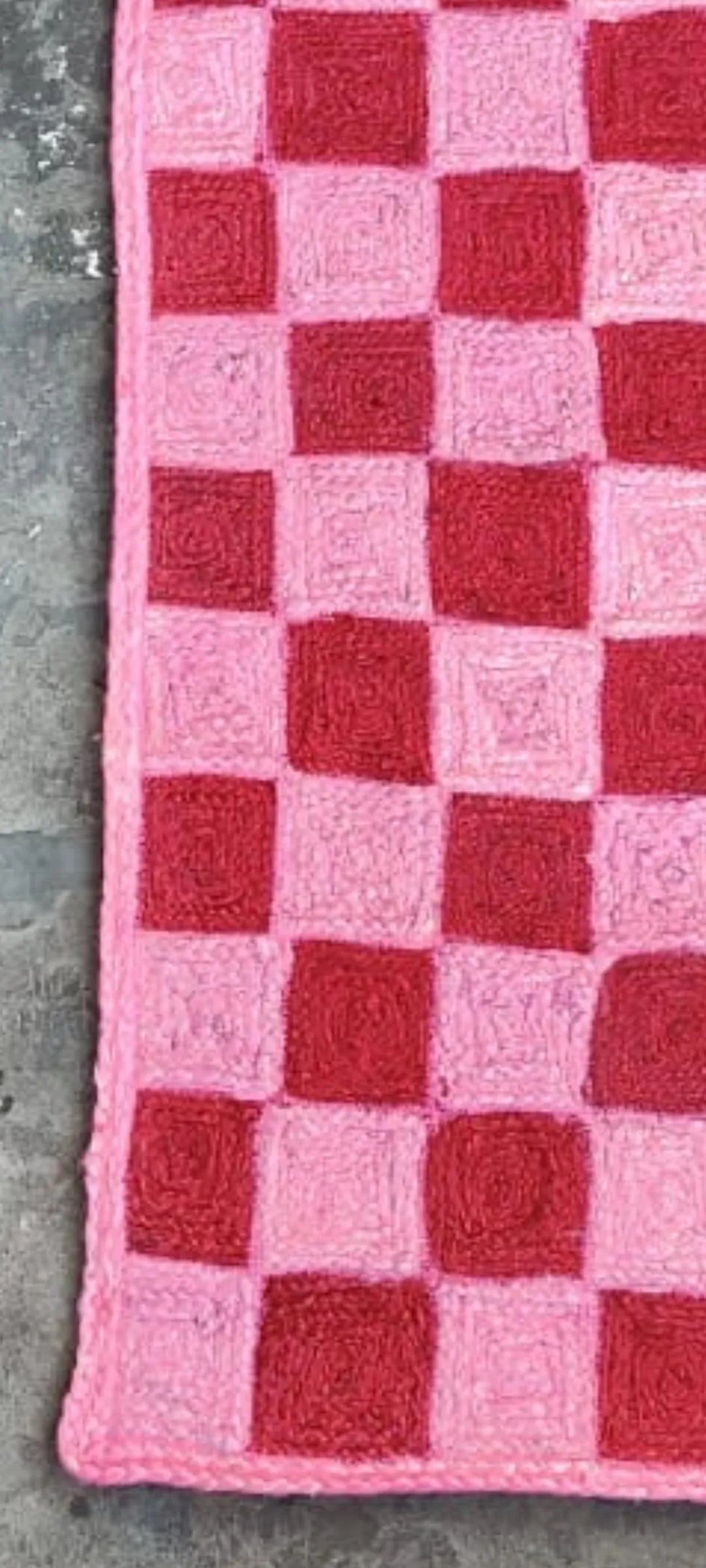 Red Checker Jute Rug