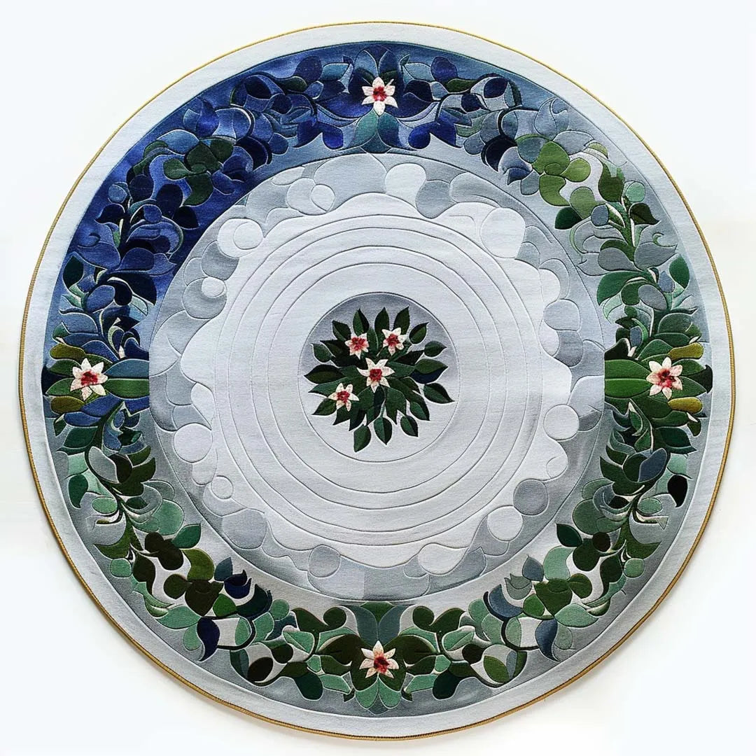 Serene Bloom Halo Hand Tufted Round Rug