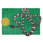 Snake and Sun Green Hand Tufted Wool Rug II