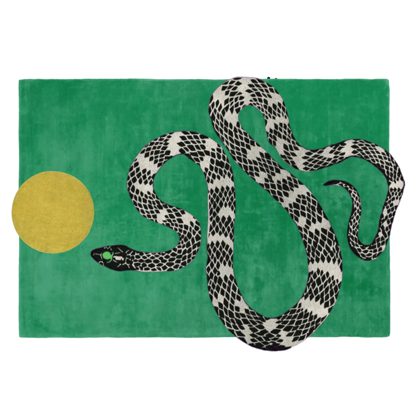 Snake and Sun Green Hand Tufted Wool Rug II