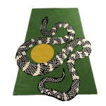 Snake and Sun Hand Tufted Wool Rug - Moss Green