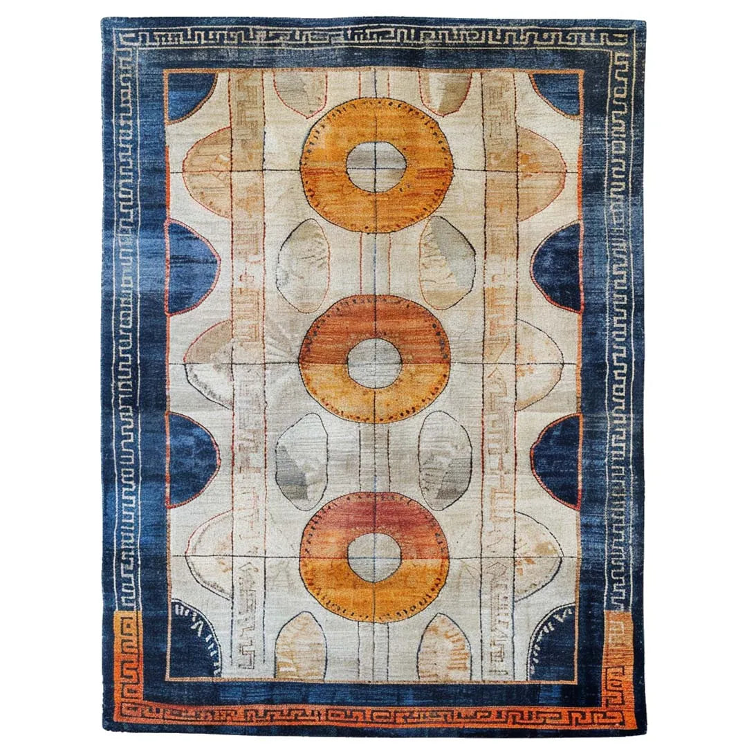 Sunburst Rings Hand Tufted Wool Rug