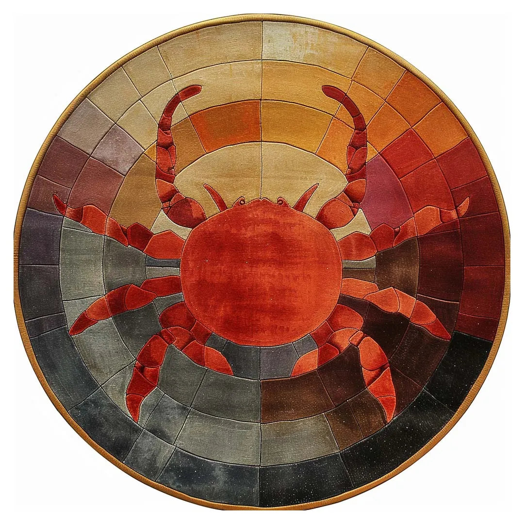 Sunset Crab Hand Tufted Round Rug