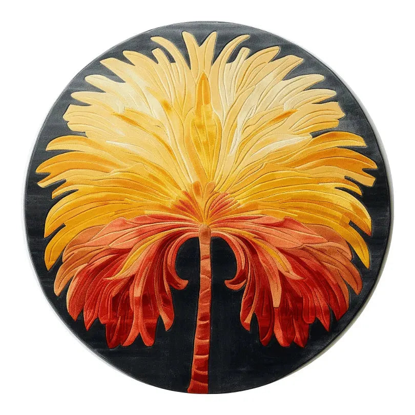 Sunset Palm Hand Tufted Round Rug - MAIA HOMES