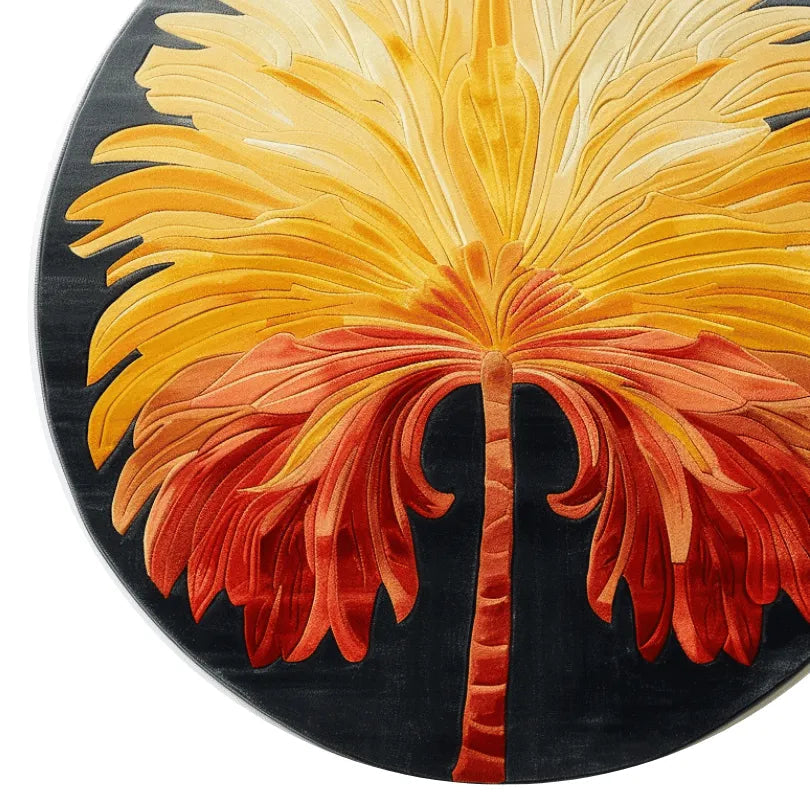 Sunset Palm Hand Tufted Round Rug - MAIA HOMES