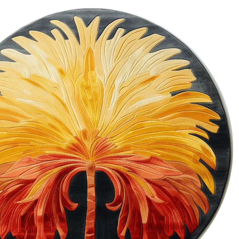 Sunset Palm Hand Tufted Round Rug - MAIA HOMES