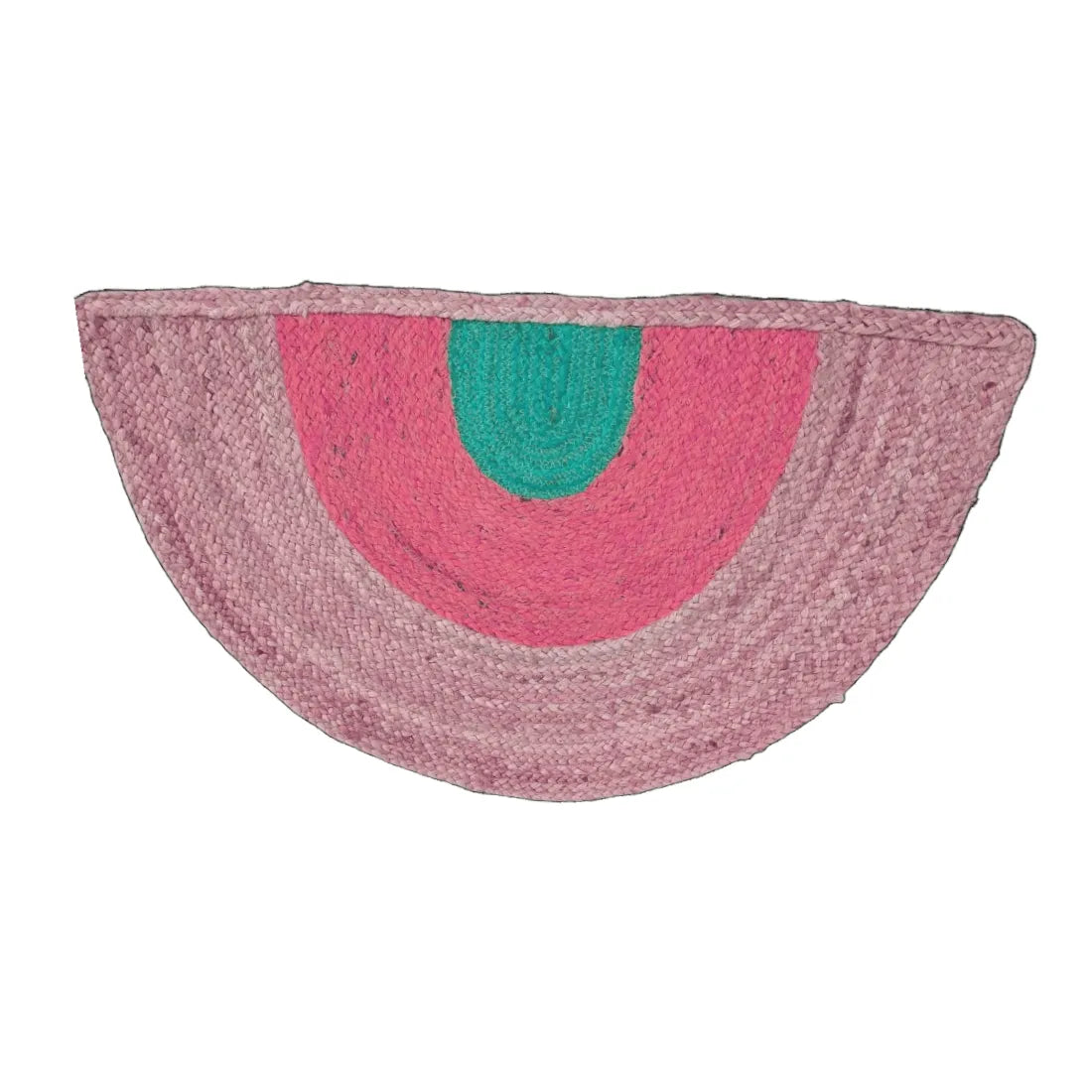 Three-toned Half Moon Accent Jute Rug - Blush